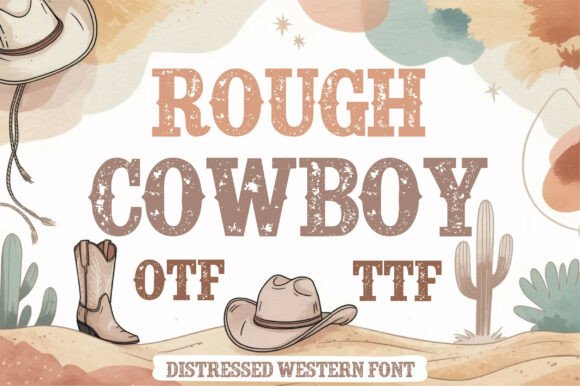 Rough Cowboy: A Bold Distressed Western Display Font